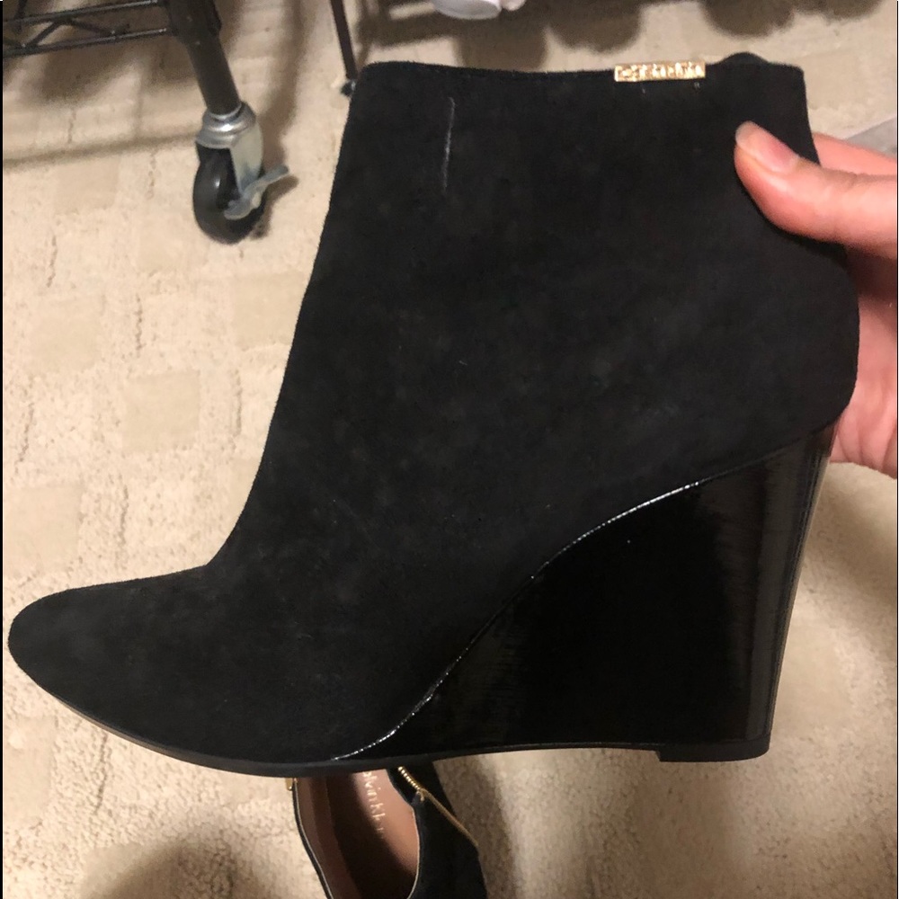 Calvin Klein wedge booties